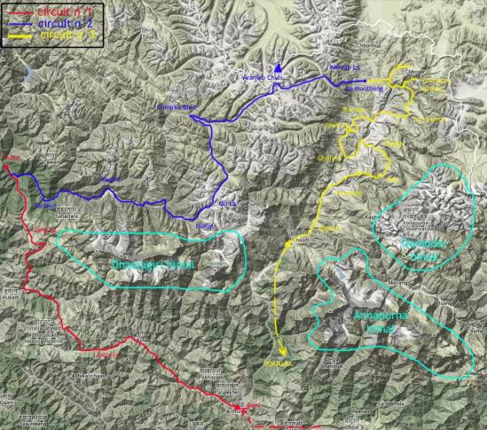 Carte du trek Dhorpatan-Dolpo-Mustang
