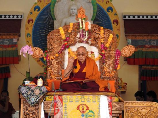 Le Dalaï Lama lors d'un enseignement à Leh fin juillet 2018