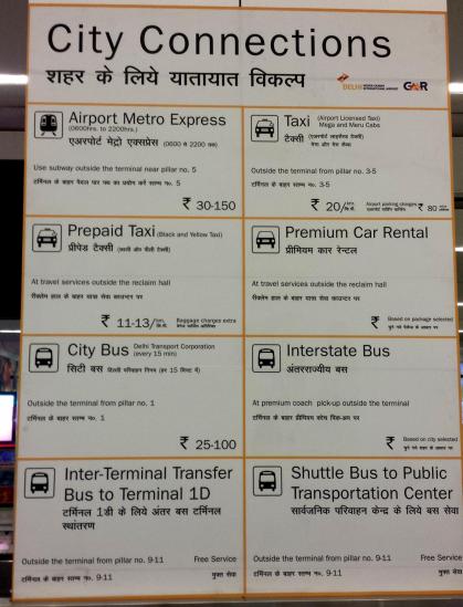 Les transports en commun depuis le T3 de l'I.G.I.A de New-Delhi