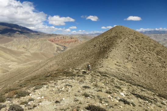 Seule sur les crêtes face à l'immensité des paysages du Mustang