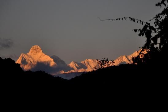 Depuis Deurali, coucher de soleil sur le Jannu