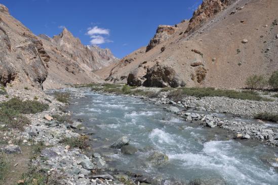 Dans le haut des gorges de la Shingri Chu