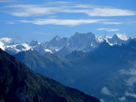 Vue sur le Changla himal depuis les alpages de Lama Chaur