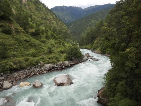 Traversée de la Loti Karnali nadi entre Piplang et Gothi