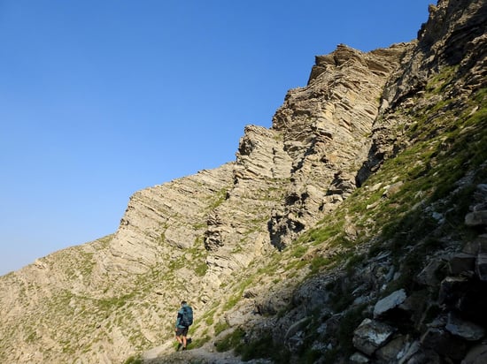 A l'entrée de la vire transversale