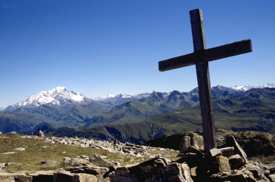 Au sommet du Grand Mont (le Mont-Blanc à l'horizon)