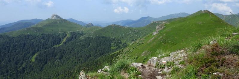 Depuis le sommet du Rocher du Bec de l'Aigle, vue sur le Puy Griou et le Téton de Vénus