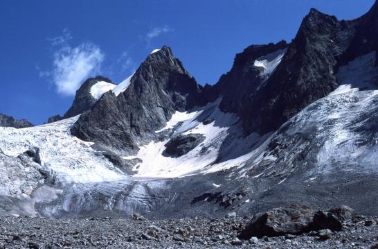 Depuis le refuge de la Selle, le glacier de la Selle et les Têtes du Replat