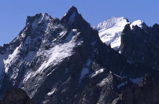 Depuis la brèche de la Meije, vue sur la Grande Ruine et la Barre des Ecrins