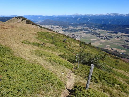 Descente depuis le sommet du Puy de la Gagère (plateau de Vassieux)