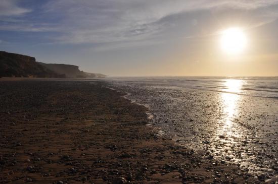 Coucher de soleil sur la plage de Tamri