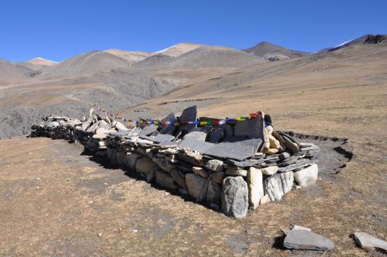 Arrivée au-dessus du camp de la Yarsang khola