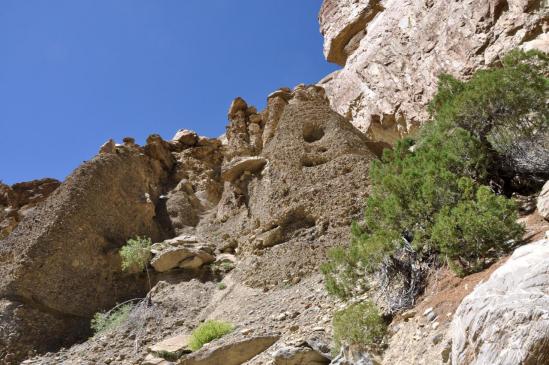 Après le petit escalier, départ sur la D du sentier de contournement en RG de la Bangche Togpo