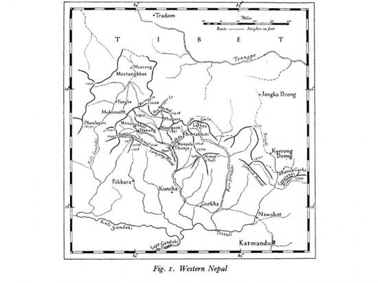 La carte de l'explorateur Tillman en 1950