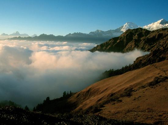 Coucher de soleil au Pangsang bhanjyang