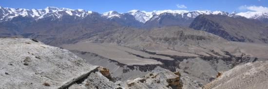 Le plateau entre Tangge et Yara vu depuis le sentier des crêtes de Tsarang à Dhigaon